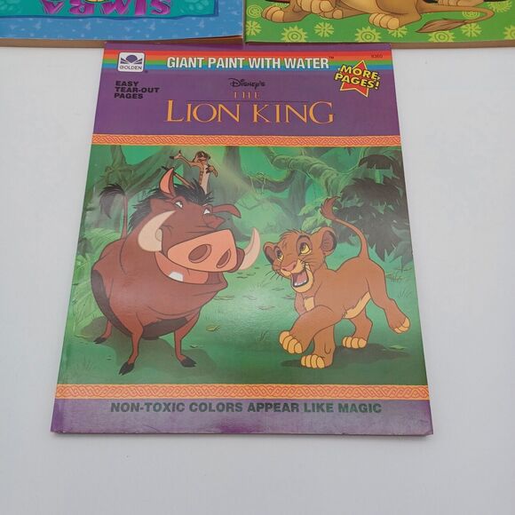 Vtg Golden Book Disney's Lion King Giant Coloring Book Paint With Water Lot Of 3 - Picture 2 of 8